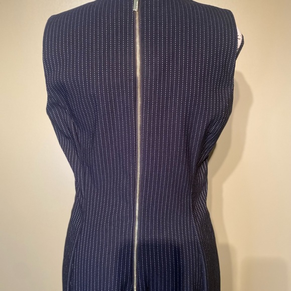 Calvin Klein Black/White Pinstripe Pencil Dress Zipper in the back - Picture 15 of 16